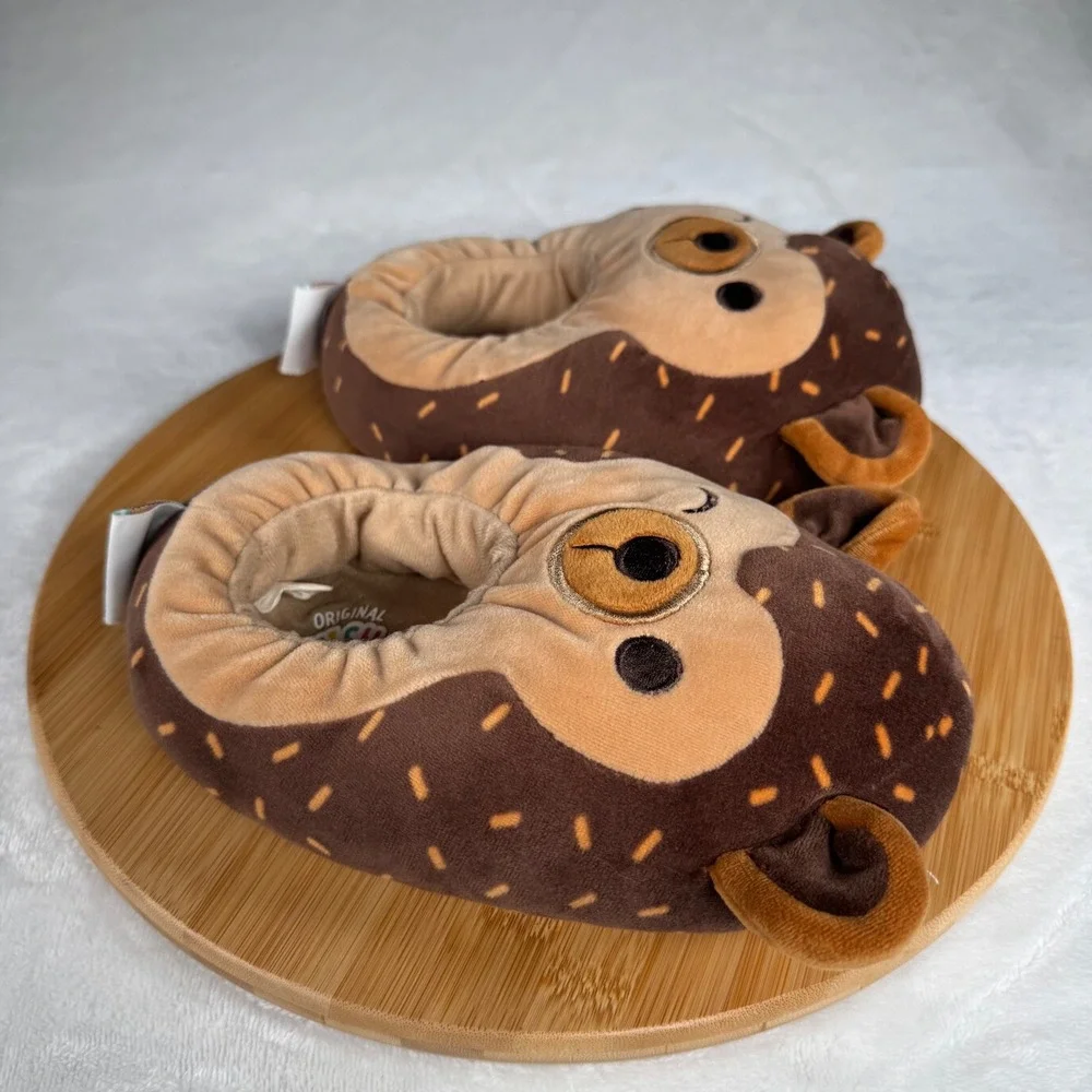 Squishmallows‎ Brown Hedgehog Plush Slippers Kids 2-3 Cozy Cute Character